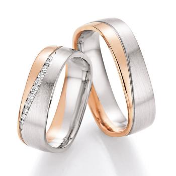 Nowotny-Collection Ruesch Trauringe Weiss-Rotgold 66/45130-056 + 66/45140-056